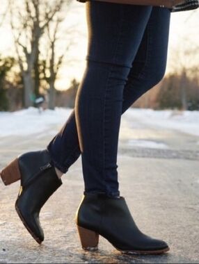Madewell The Billie Leather Ankle Boot Black Size 8.5